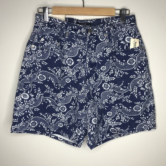 Vintage Pants - DEADSTOCK NOS GUESS By Georges Marciano Floral and Paisley Button Fly Mom Shorts